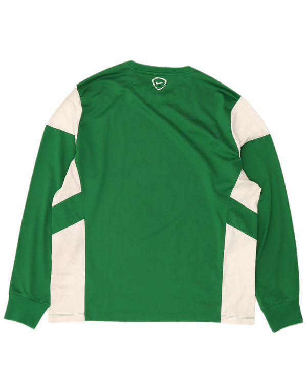 NIKE Masculino Dri Fit Top Manga Longa XL Verde Colourblock Poliéster