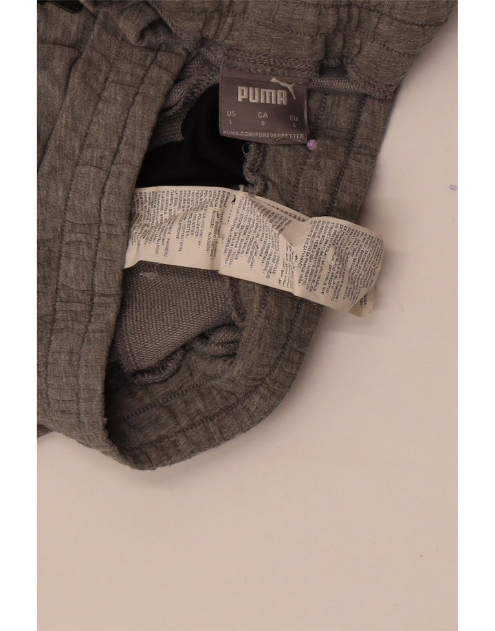 Shorts esportivos masculinos Puma grandes cinza colorblock algodão