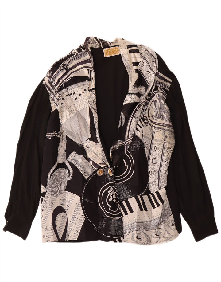 Top cardigã feminino GIVIESSE com padrão abstrato Reino Unido 18 XL preto