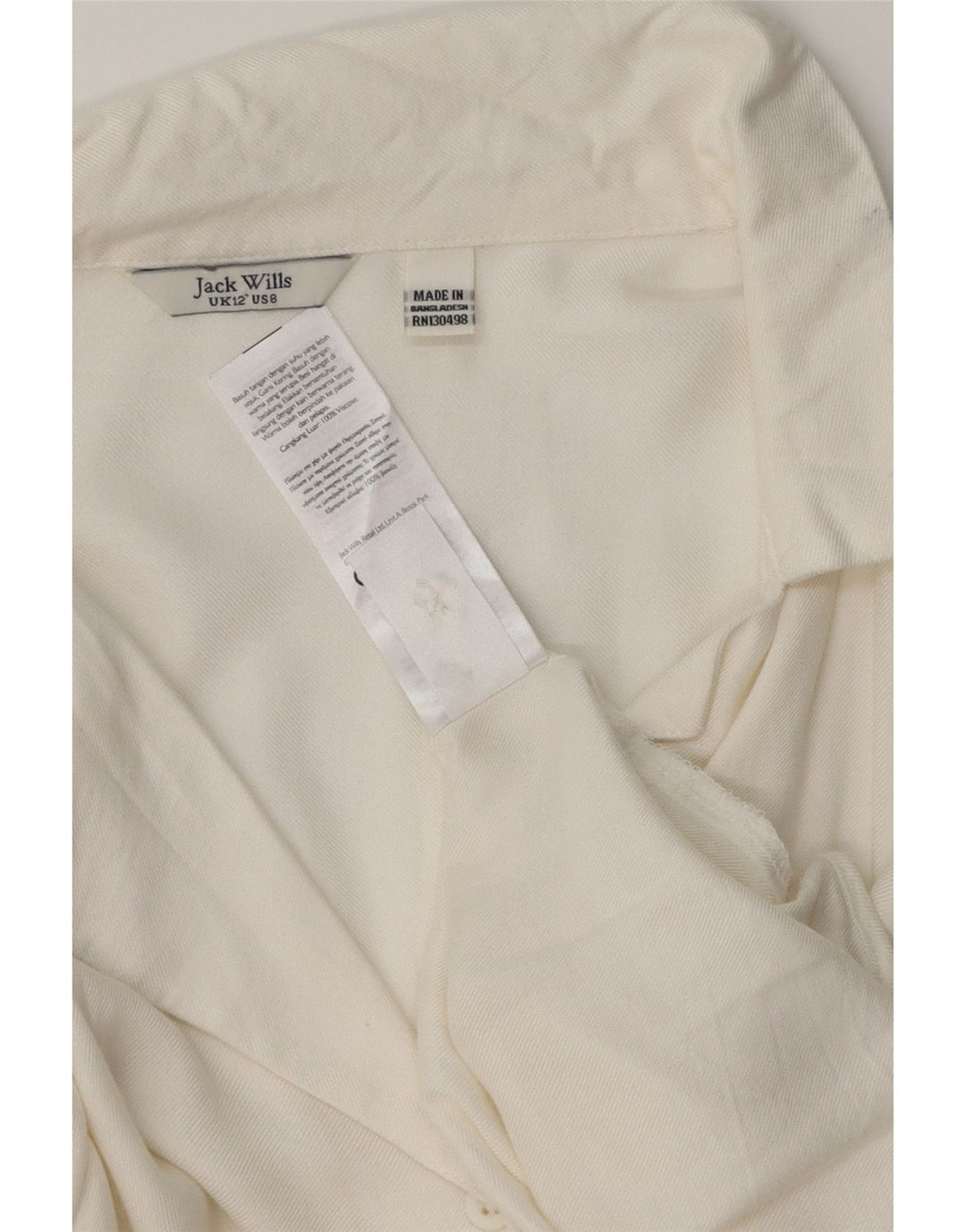 Blusa feminina de manga curta JACK WILLS Reino Unido 12 viscose branca média