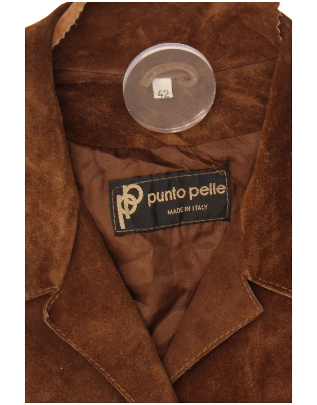 Jaqueta blazer feminina vintage de camurça com 5 botões IT 42 couro marrom médio