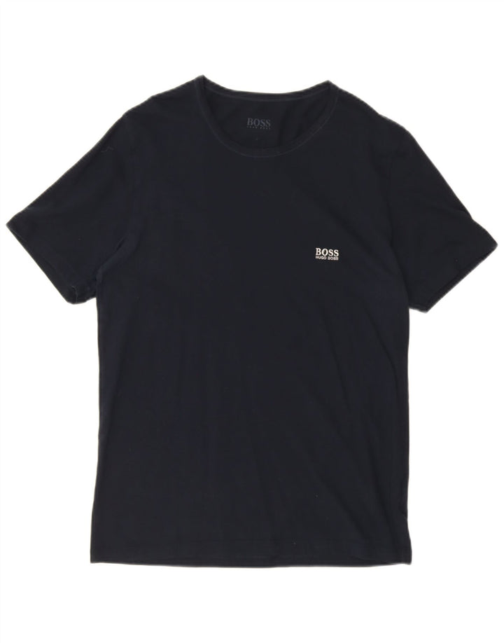 Camiseta masculina Hugo Boss grande algodão azul marinho