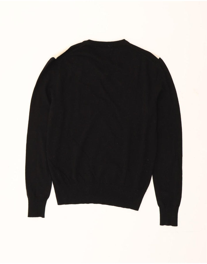 Suéter feminino Calvin Klein Jeans com decote em V pequeno listrado preto de lã