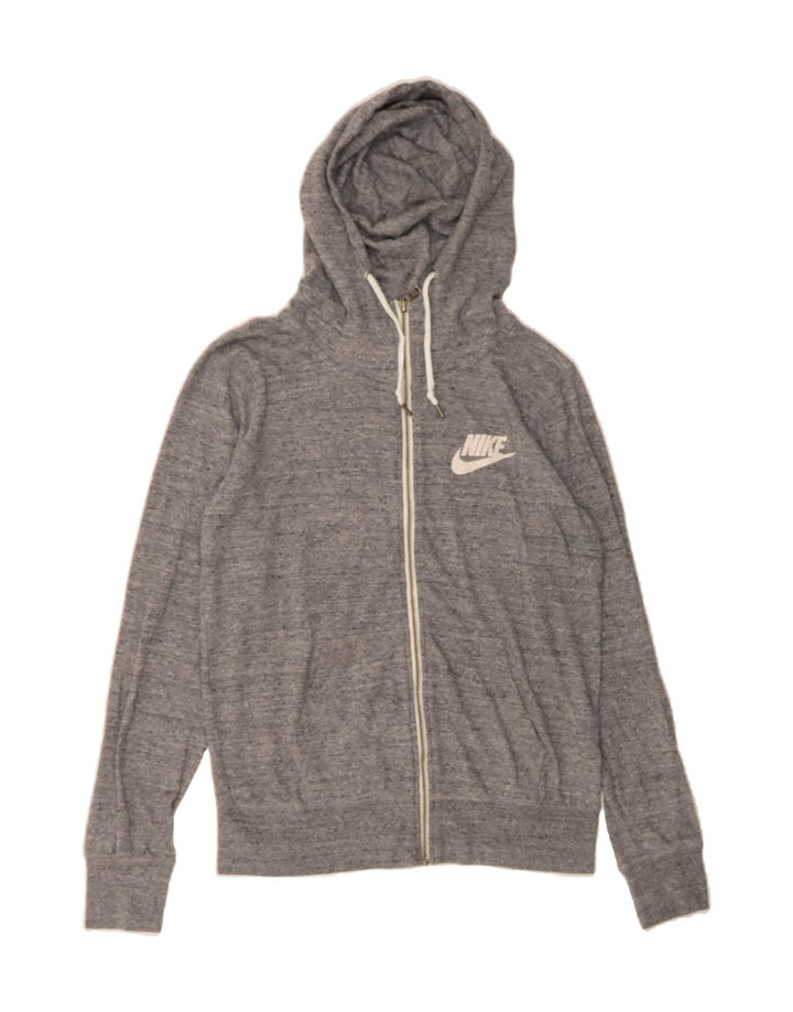 NIKE Womens Zip Hoodie Sweater UK 16 Large Grey Flecked Cotton Vintage Nike and Second-Hand Nike from Messina Hembry 
