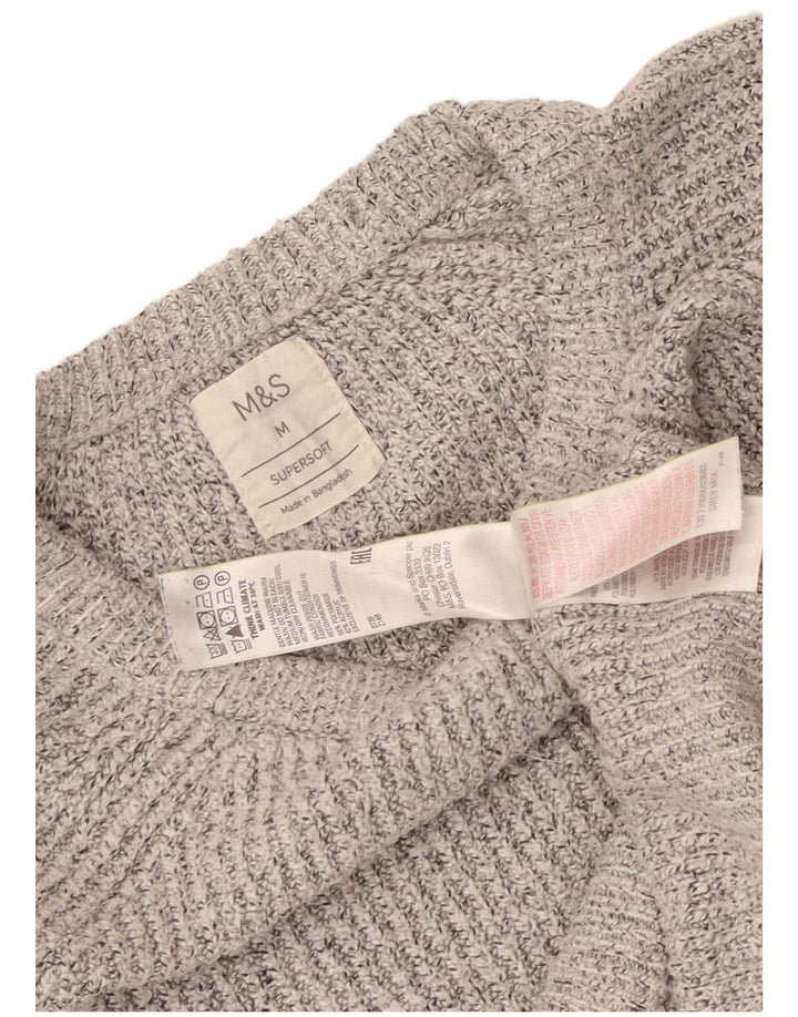 Suéter masculino Marks & Spencer com gola canoa poliamida manchada cinza médio