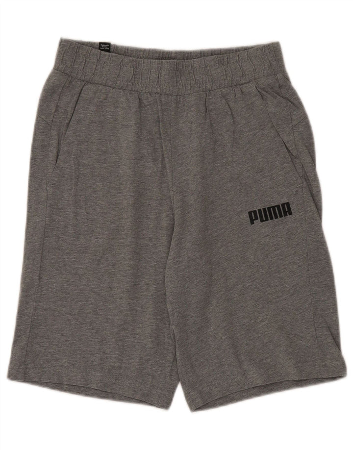 Shorts esportivos masculinos Puma pequeno algodão manchado cinza