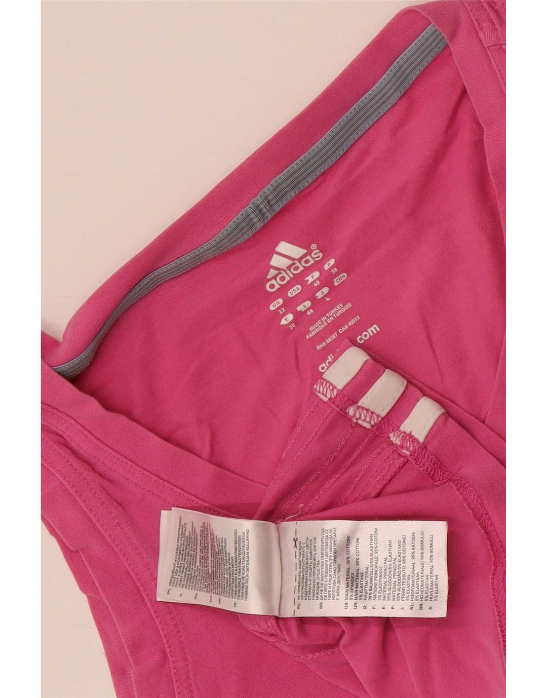 Adidas Womens Crop Vest Top UK 12 Médio Algodão Rosa
