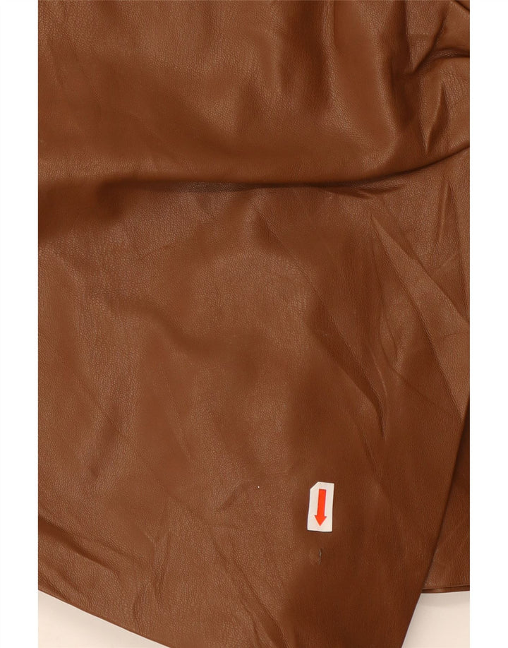 Shorts feminino de couro sintético ZARA XS W25 poliéster marrom