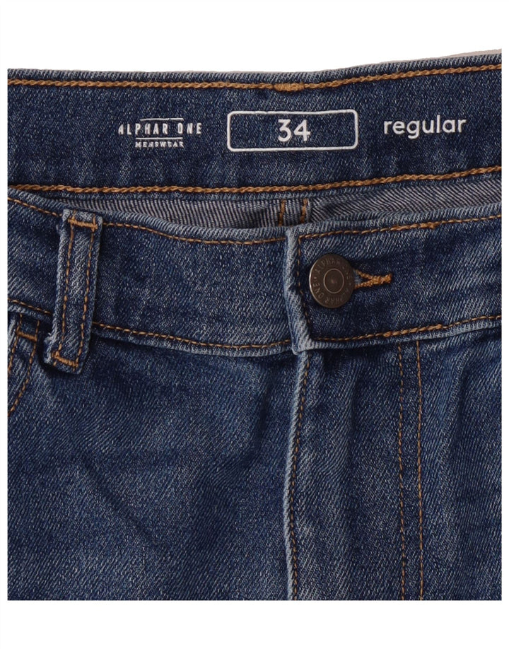VINTAGE Mens Straight Jeans W34 L31 Blue Cotton Vintage Vintage and Second-Hand Vintage from Messina Hembry 