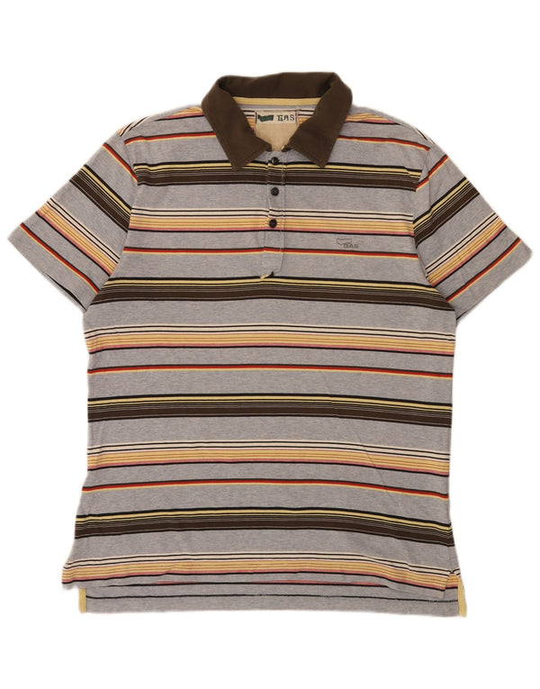 Camisa polo masculina Gas médio listrado cinza algodão