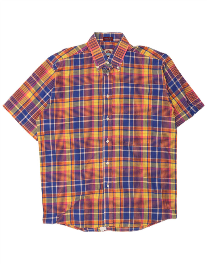 Camisa masculina de manga curta Dino Erre, algodão xadrez médio multicolorido