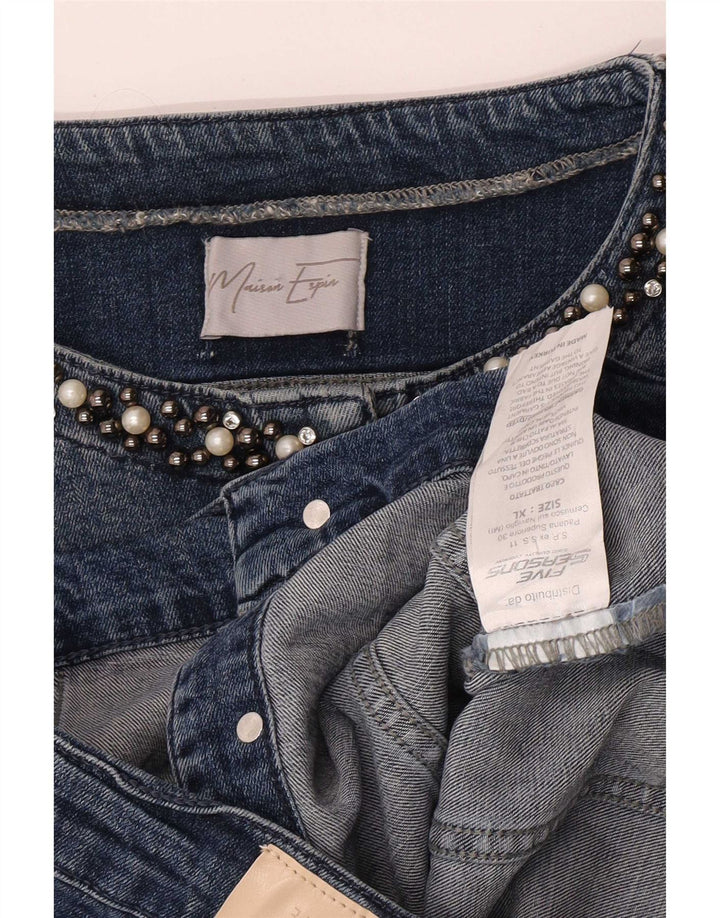 Jaqueta jeans vintage feminina UK 18 XL algodão azul