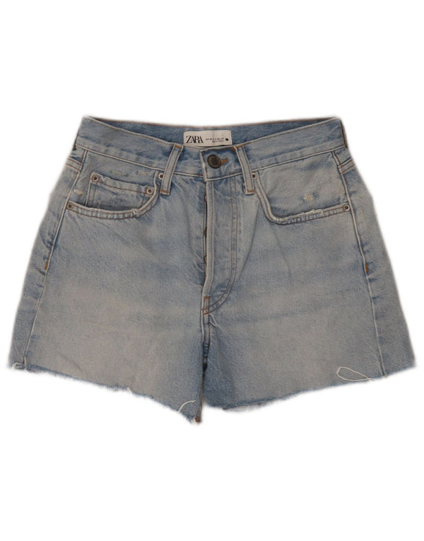 Shorts jeans feminino Zara EU 34 2XS W24 azul algodão