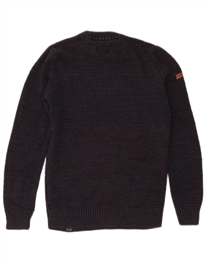 Suéter masculino Superdry com gola redonda, pequeno algodão azul marinho