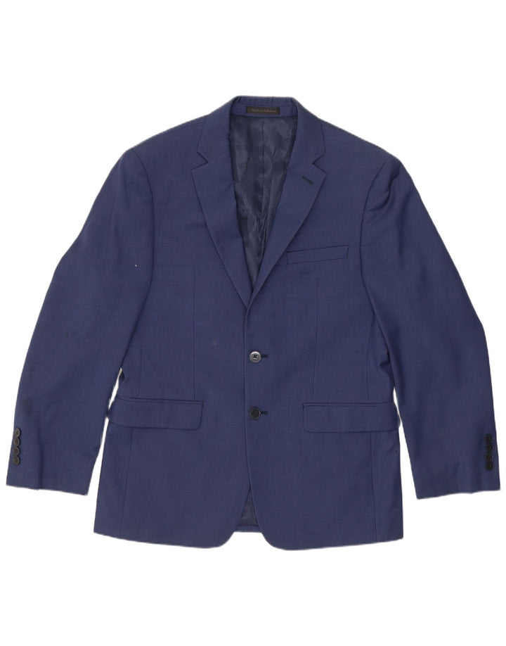 Jaqueta Blazer Masculina Calvin Klein Curta de 2 Botões Reino Unido 38 Lã Azul Marinho Médio
