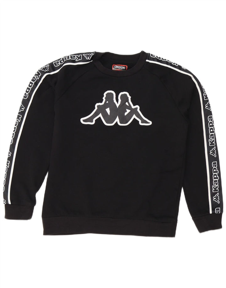 Kappa moletom gráfico masculino jumper pequeno algodão preto