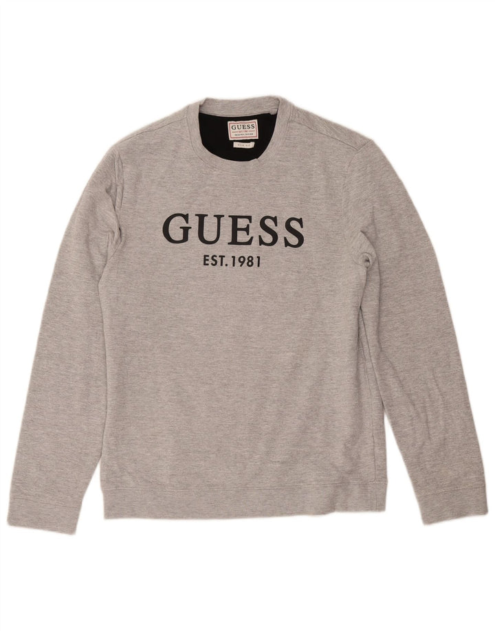 Guess Mens Slim Fit Moletom Jumper Médio Algodão Cinza