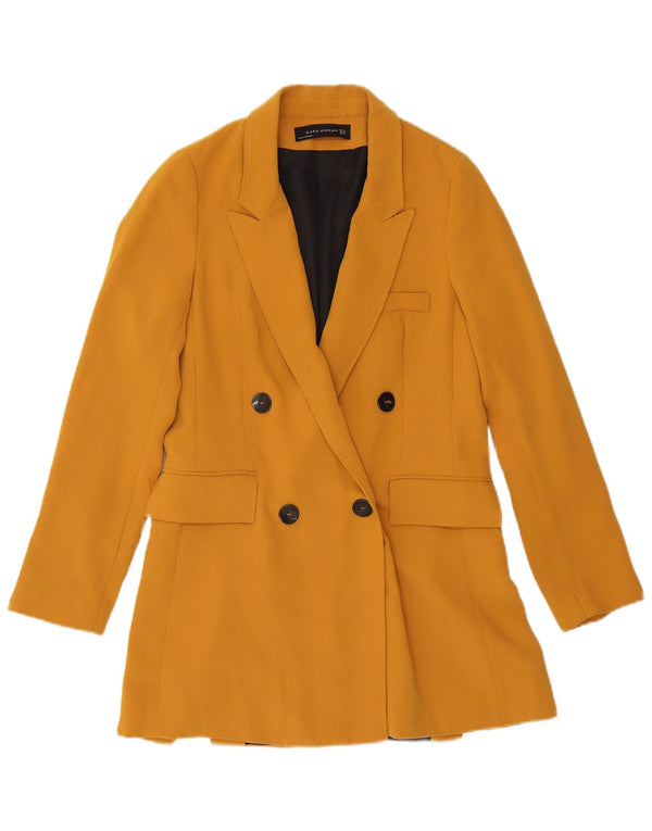 Casaco feminino oversized com peito duplo Zara UK 6 XS amarelo poliéster