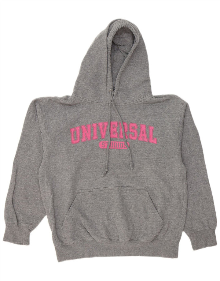 UNIVERSAL STUDIOS Suéter feminino com capuz gráfico oversized Reino Unido 10 pequeno cinza