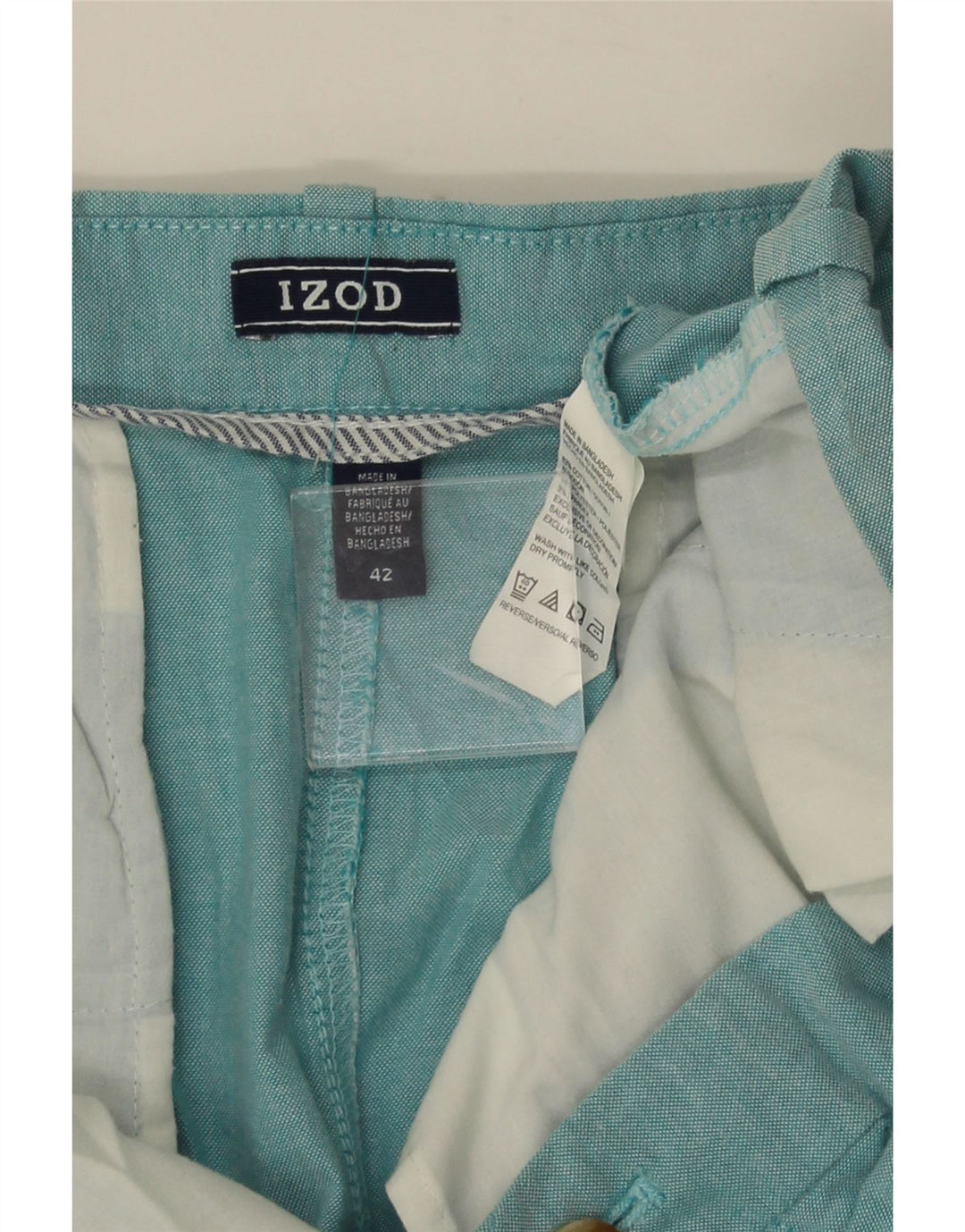 IZOD Mens Chino Shorts W42 2XL Algodão Azul