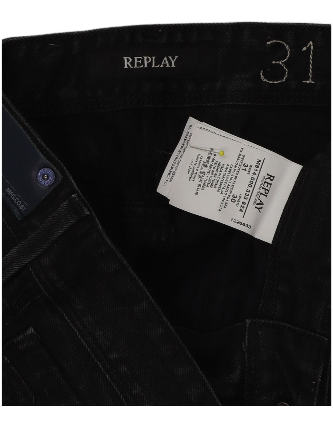 Replay Jeans Slim Masculino W31 L30 Algodão Preto