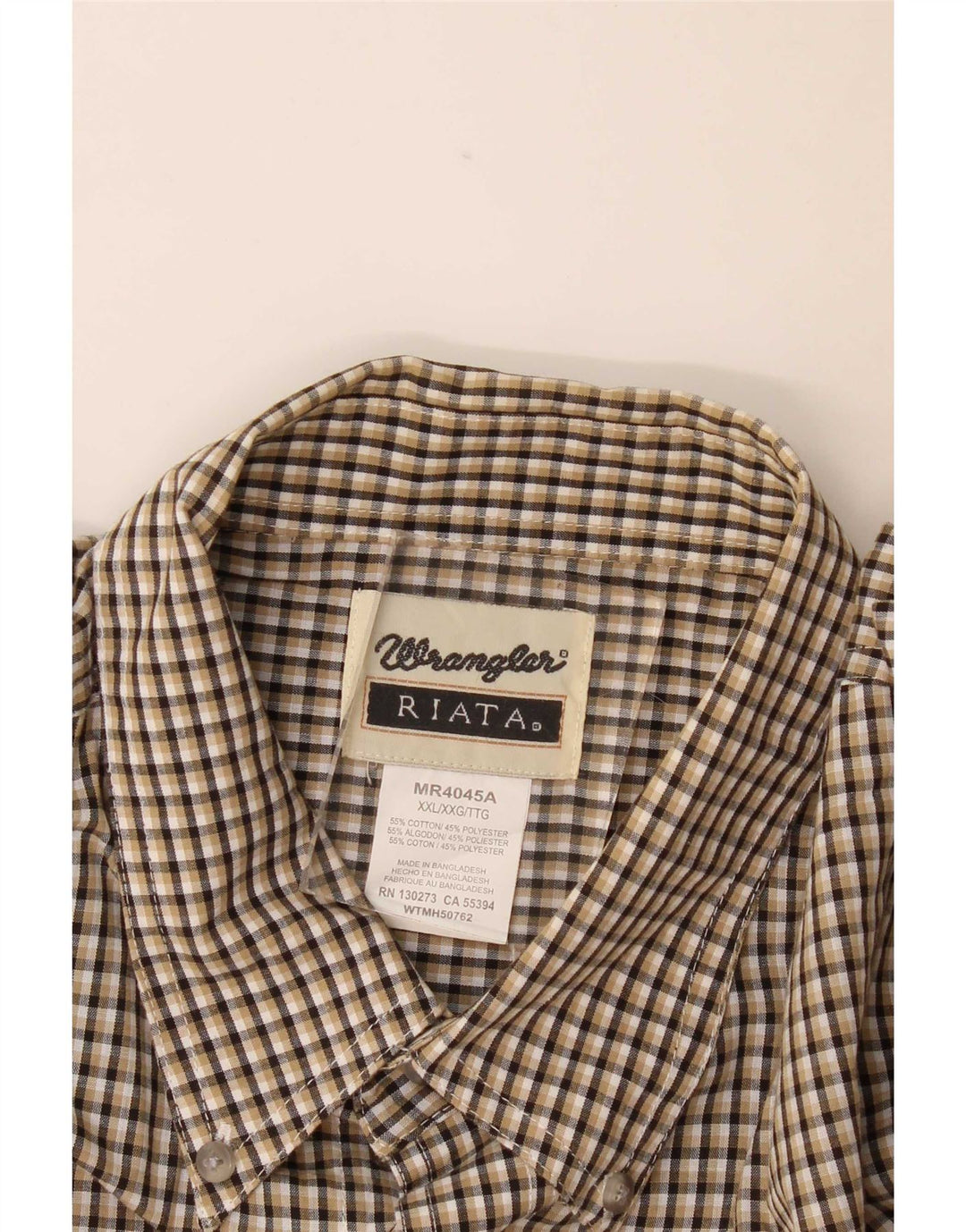 Camisa masculina Wrangler Riata de manga curta XL cinza algodão guingão