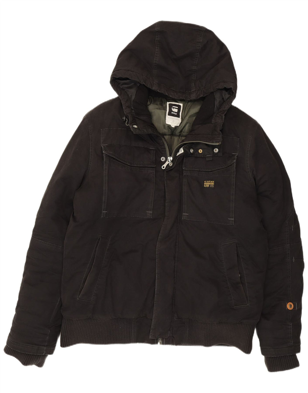 Jaqueta bomber masculina com capuz G-STAR UK 44 2XL algodão preto