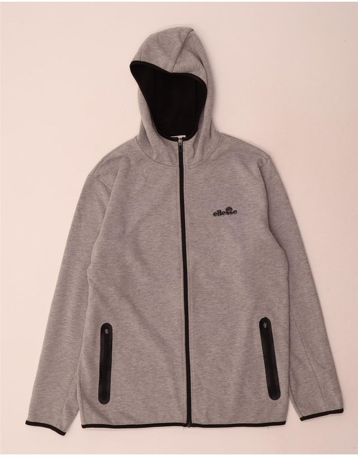 Ellesse Suéter masculino com capuz e zíper cinza médio