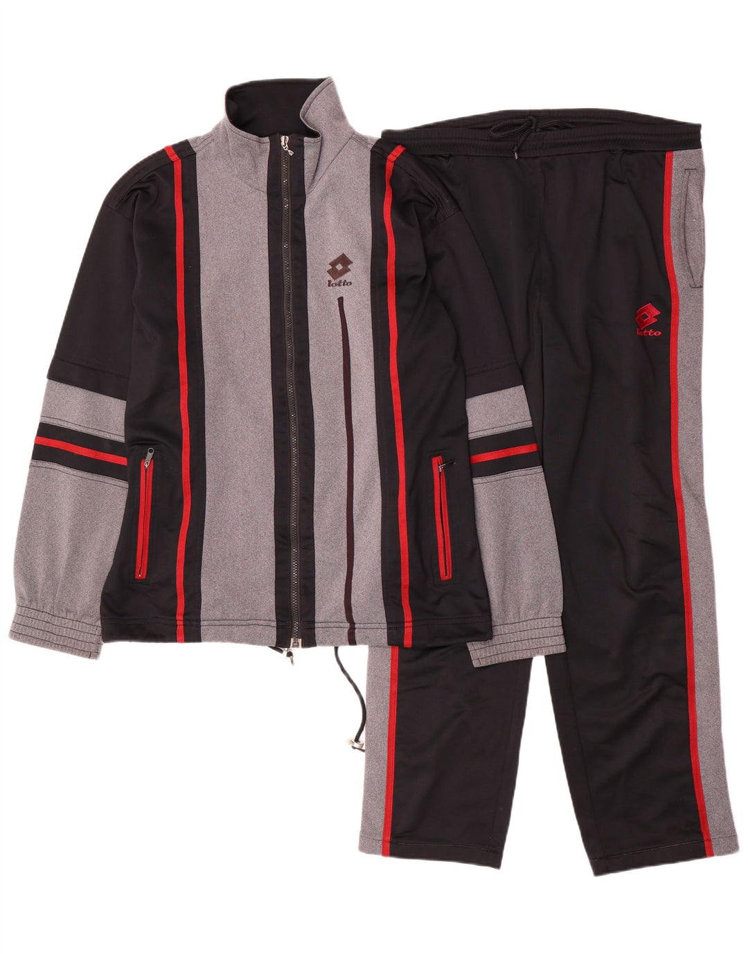 LOTTO masculino gráfico completo agasalho pequeno preto colorblock poliéster