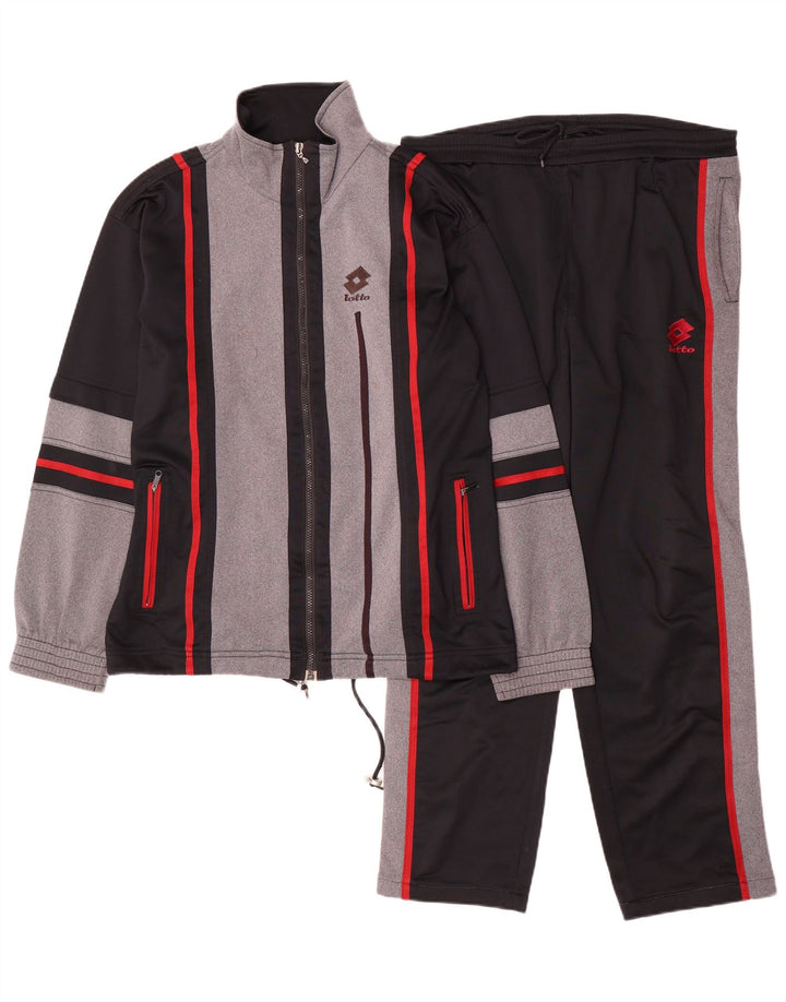 LOTTO masculino gráfico completo agasalho pequeno preto colorblock poliéster
