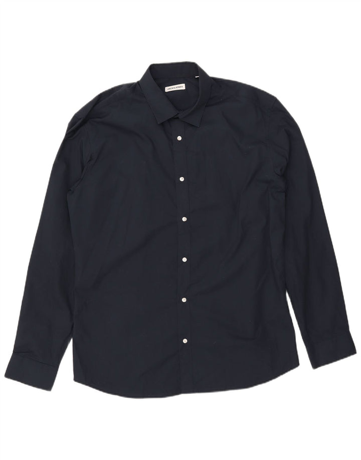 Camisa masculina JACK & JONES XL azul marinho poliéster