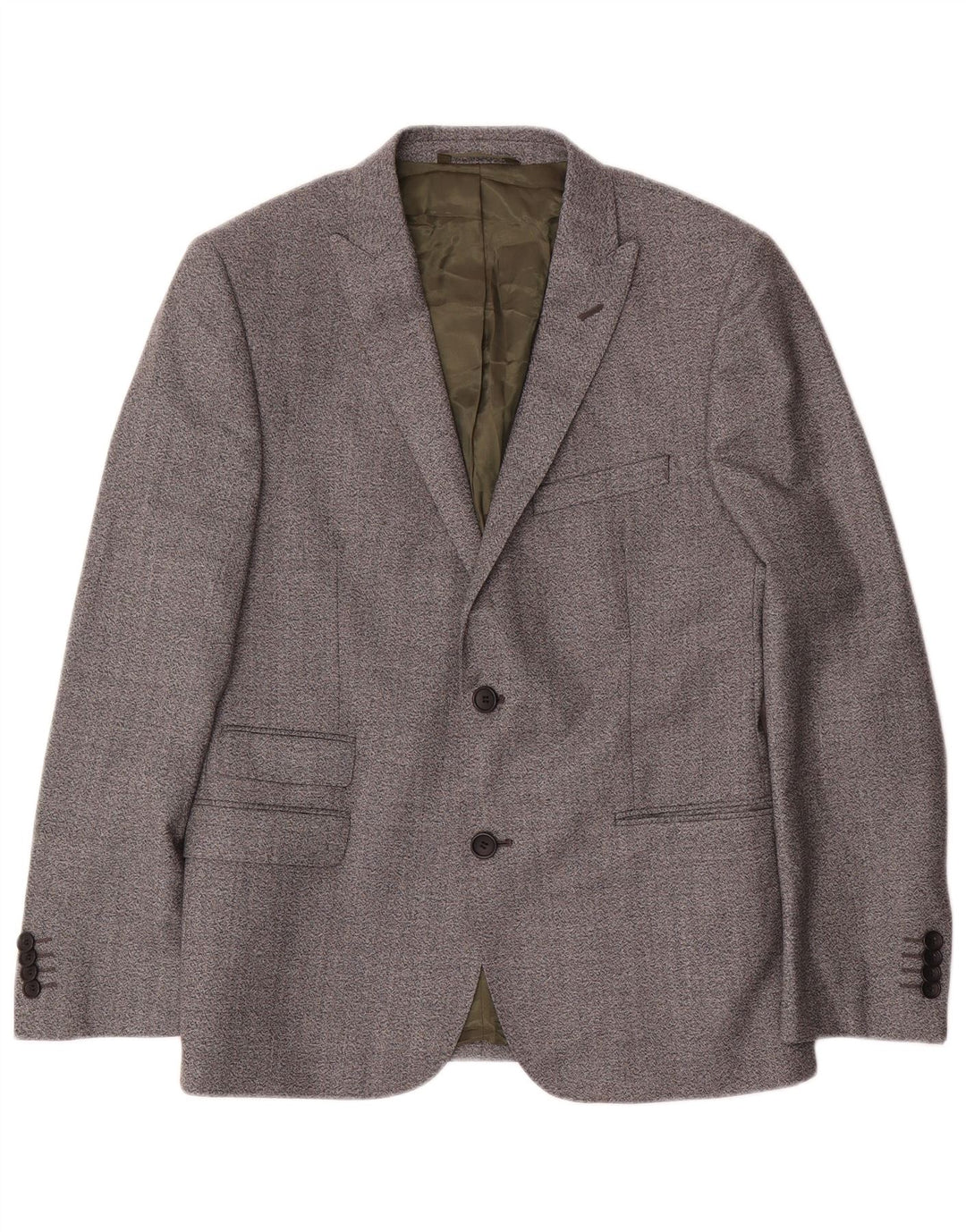 Jaqueta blazer masculina de 2 botões French Connection Reino Unido 38 cinza médio manchado