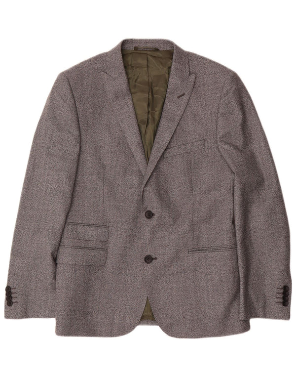 Jaqueta blazer masculina de 2 botões French Connection Reino Unido 38 cinza médio manchado