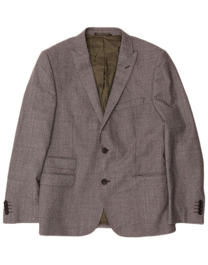 Jaqueta blazer masculina de 2 botões French Connection Reino Unido 38 cinza médio manchado