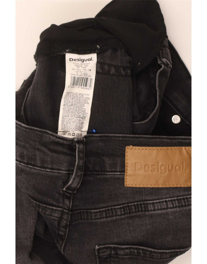 Jeans feminino Desigual Slim Flared EU 36 Pequeno W26 L33 Algodão Preto