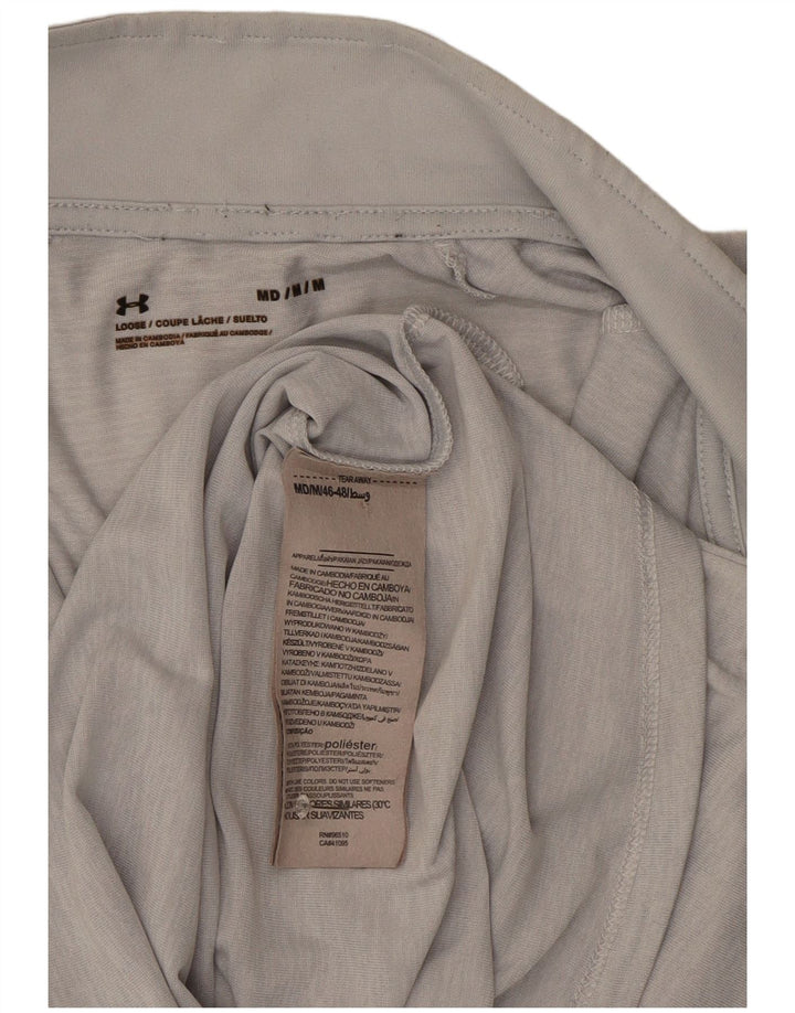 Under Armour Mens Zip Neck Loose Fit Top Manga Longa Médio Cinza Poliéster