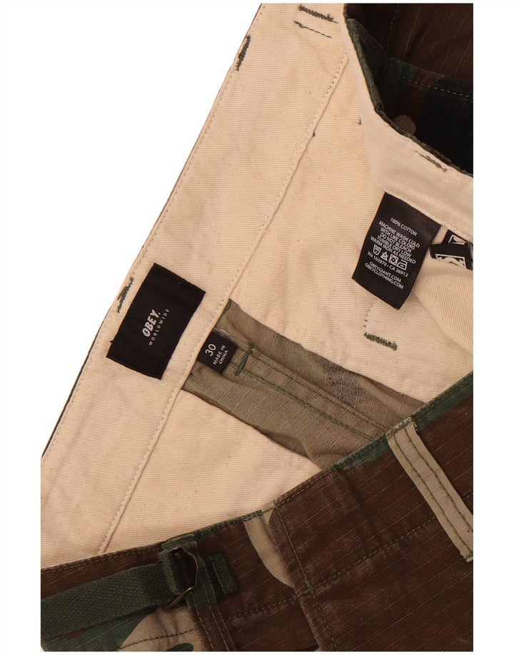 Shorts cargo masculino Obey W30 médio cáqui algodão camuflado