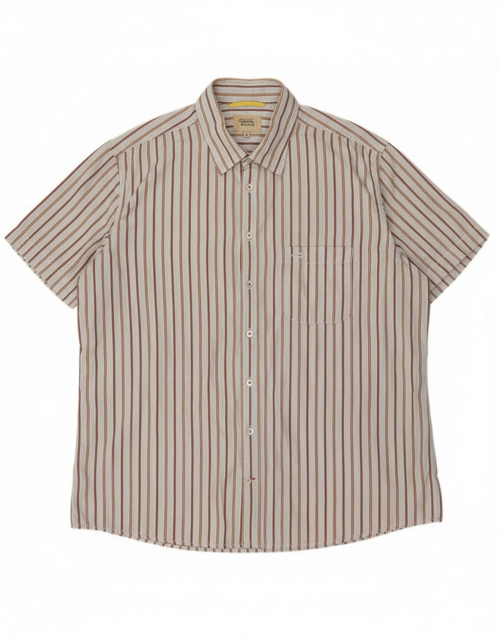 Camel Active Camisa masculina de manga curta XL algodão listrado azul