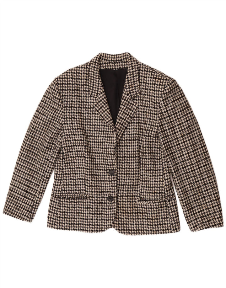 Jaqueta blazer feminina vintage com 2 botões IT 44 Houndstooth cinza médio