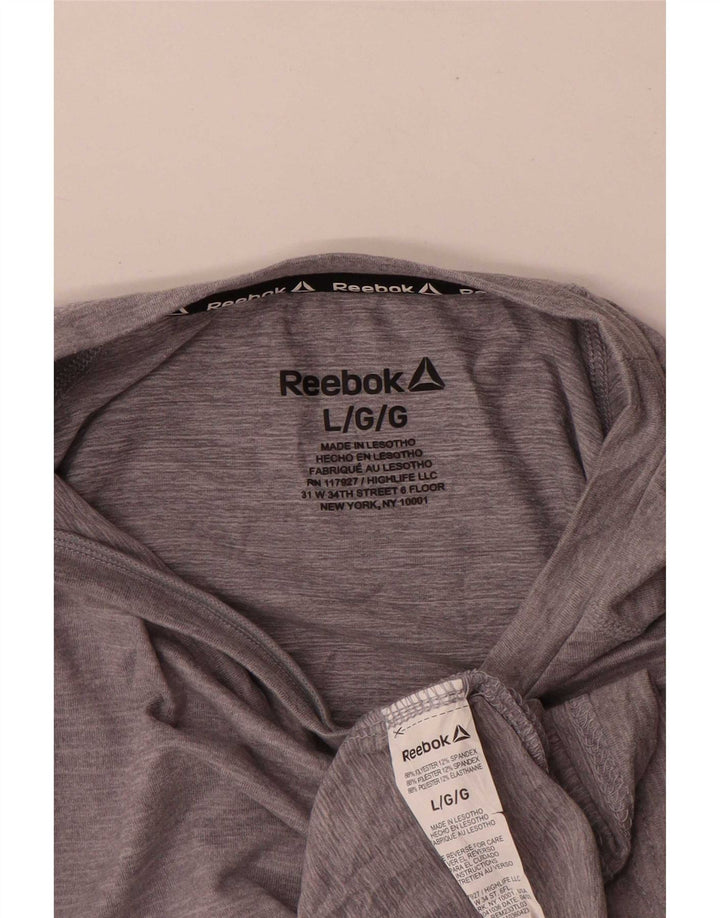 Reebok Mens Top manga comprida grande poliéster manchado cinza