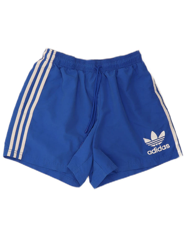 Shorts esportivos masculinos Adidas médio azul poliéster
