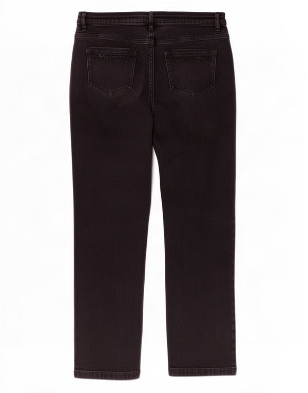 Jeans retos femininos Marks & Spencer Reino Unido 18 XL W36 L29 algodão preto