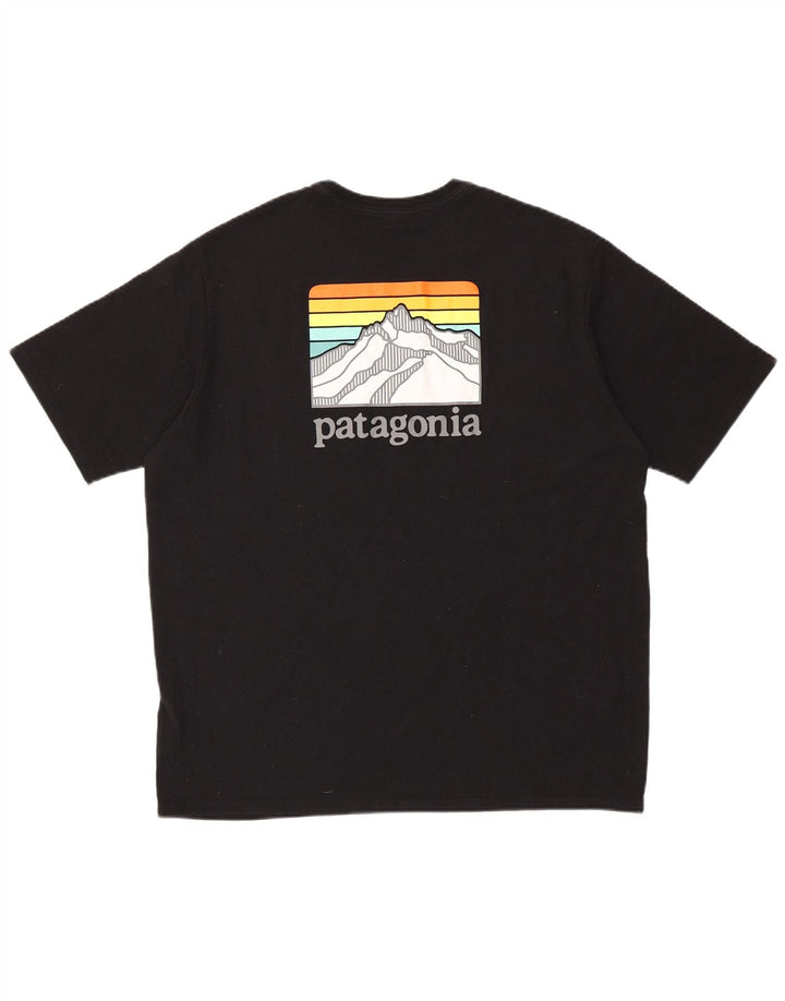 Camiseta masculina PATAGONIA com ajuste regular e estampa gráfica grande de algodão preto