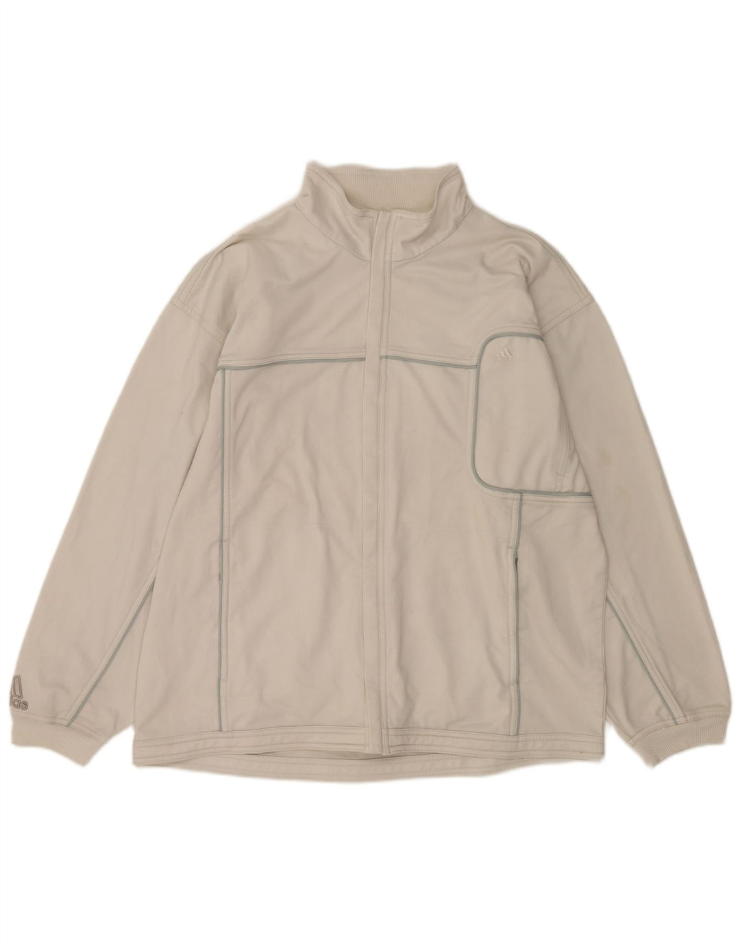 ADIDAS Mens Tracksuit Top Jacket UK 42/44 Grande Poliéster Branco