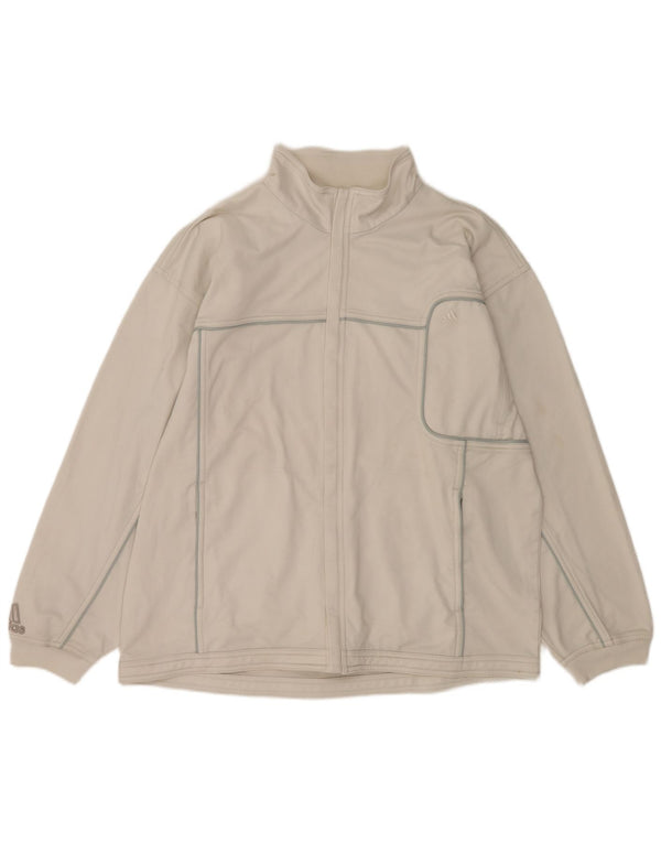 ADIDAS Mens Tracksuit Top Jacket UK 42/44 Grande Poliéster Branco