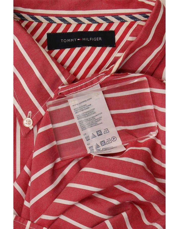 Camisa masculina Tommy Hilfiger XL listrada vermelha de algodão