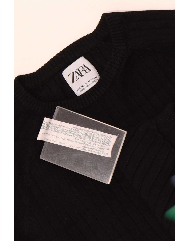 Zara Suéter masculino com gola redonda e viscose preta média