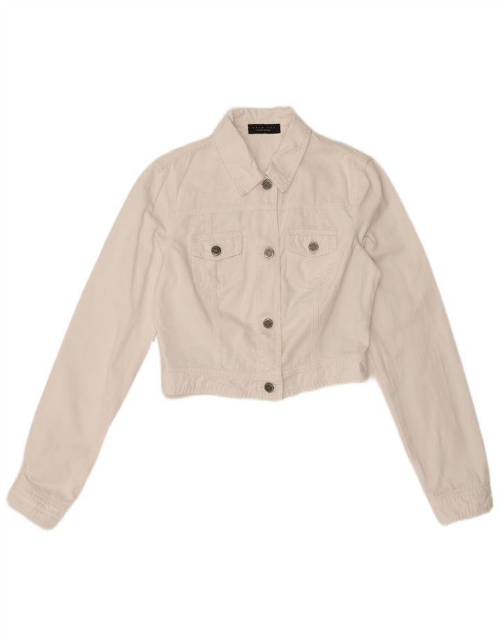 Jaqueta jeans feminina Twin-Set UK 12 médio branco