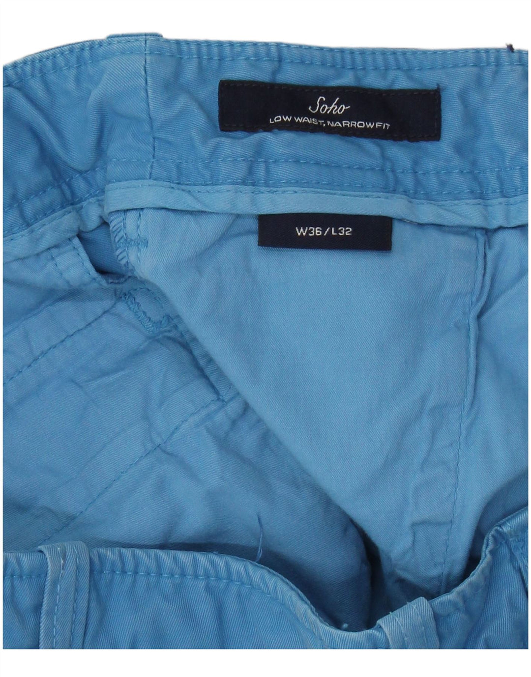 GANT Calça masculina Soho cintura baixa slim Chino W36 L32 algodão azul