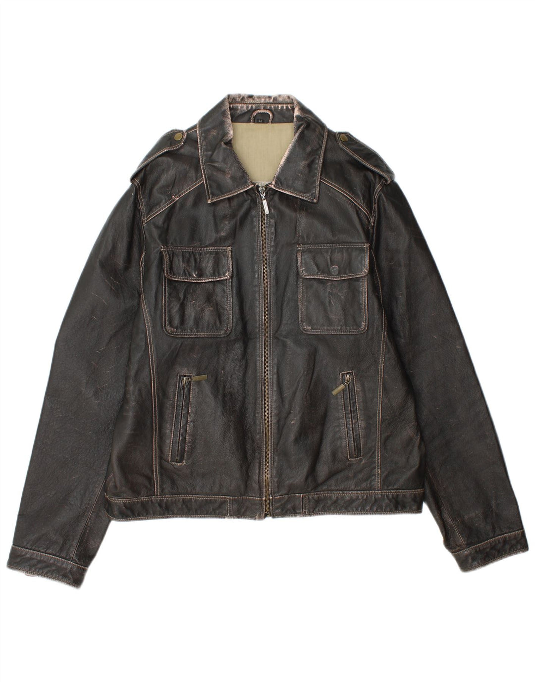 Jaqueta de couro militar feminina Le Frog IT 52 2XL preta